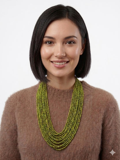 Perla: collana perline di vetro e legno