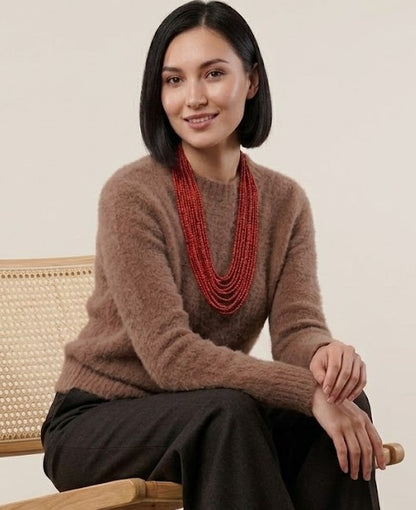 Perla: collana perline di vetro e legno