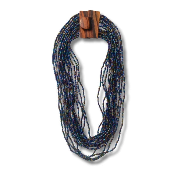 Perla: collana perline di vetro e legno