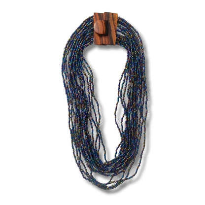Perla: collana perline di vetro e legno